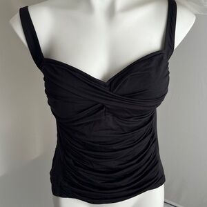 La Blanca Island Goddess black ruched tankini top